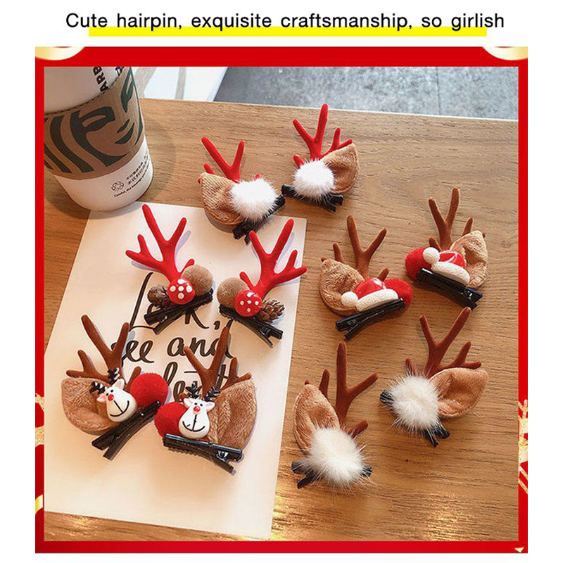 Christmas New Antler Plush Hairpins